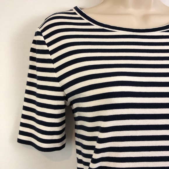 J Crew Perfect Fit Blue and White Stripe T Shirt - Picture 6 of 16